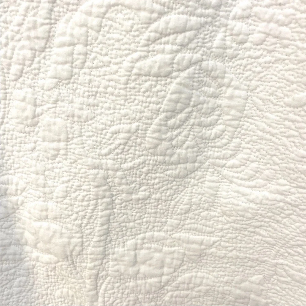 King Pillow Shams White Quilted 100% Cotton  - Pair
